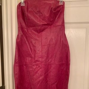 Express Pink Leather Strapless dress size 4